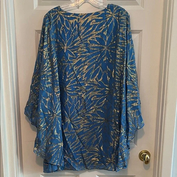 Lilly Pulitzer Blue and Gold Tunic Top - Picture 8 of 8